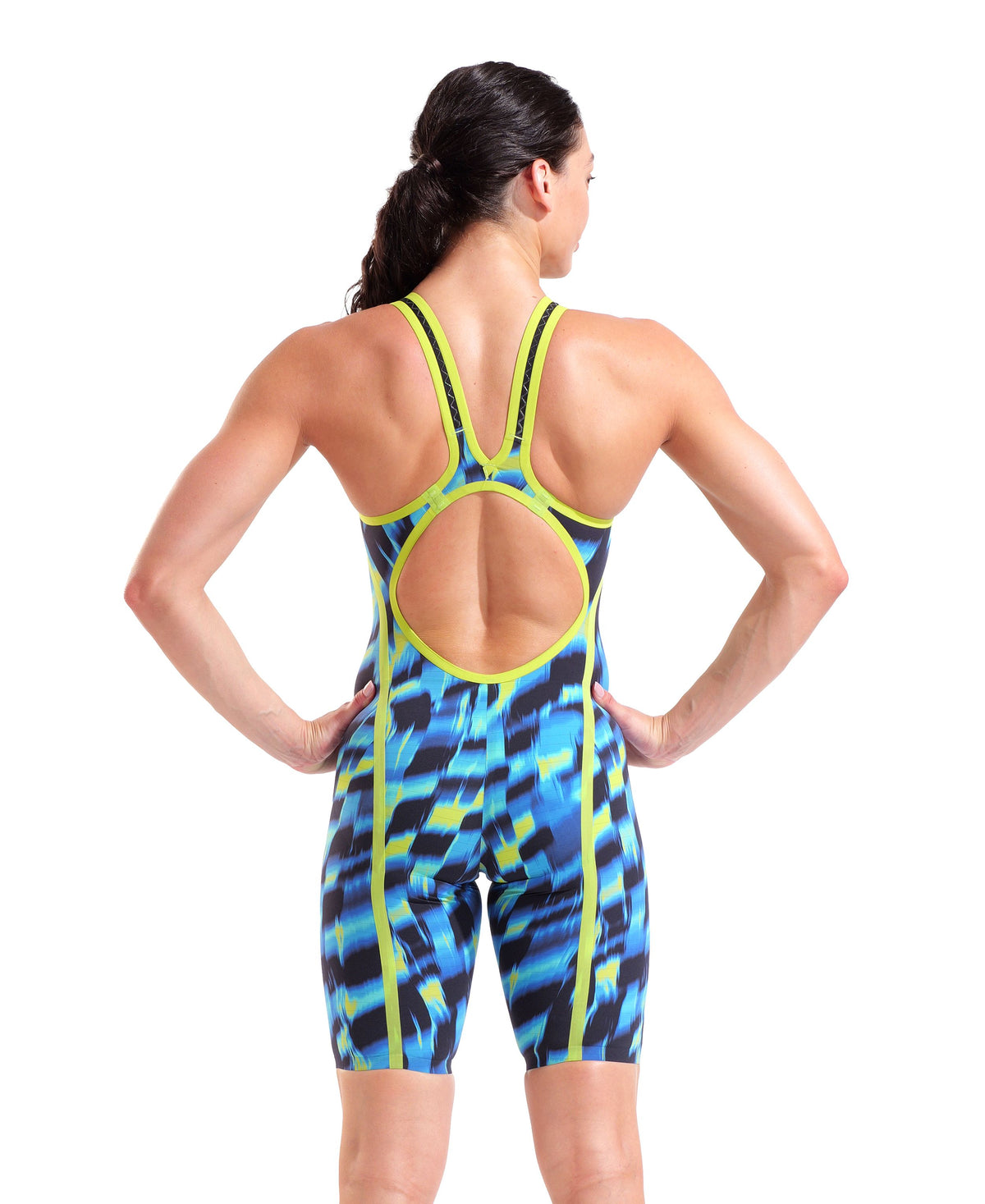 ARENA WOMENS POWERSKIN AIR 3 AQUA GLEAM OPEN BACK KNEESUIT