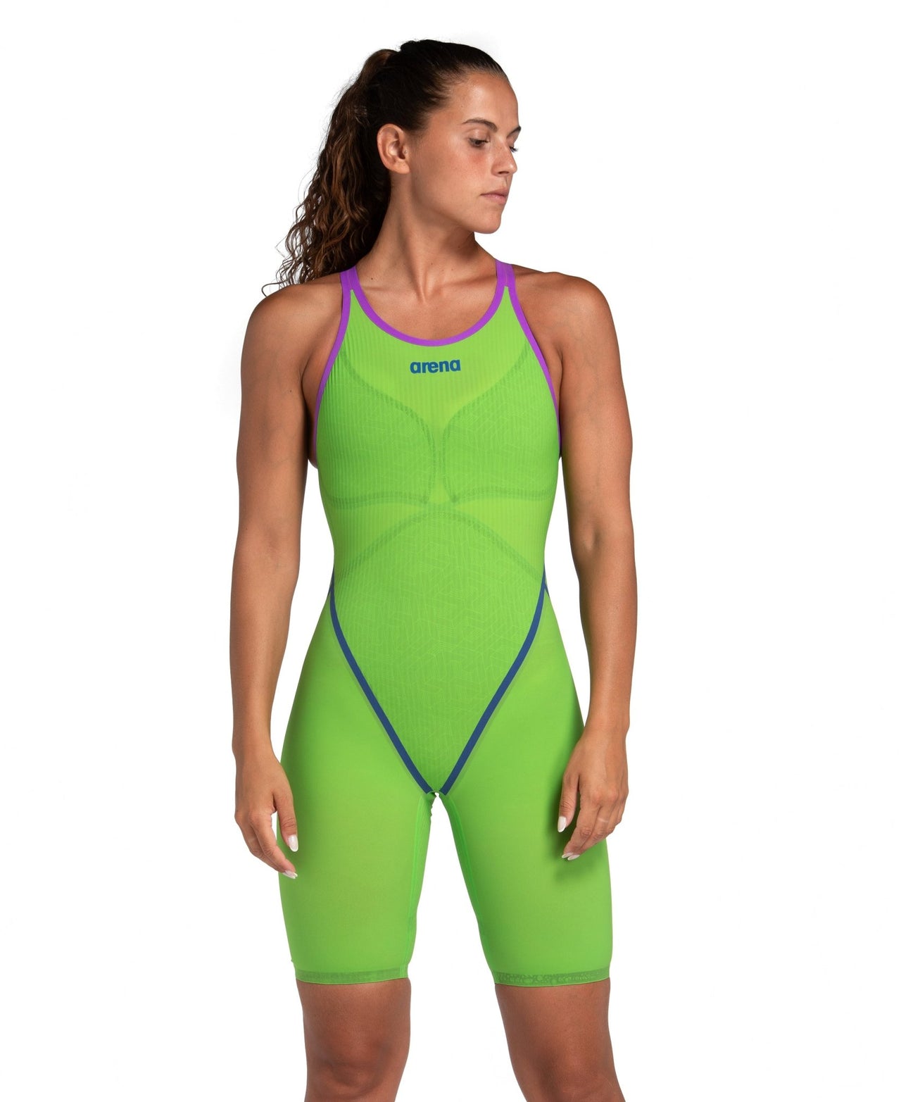 ARENA WOMENS POWERSKIN EMERALD BOA PRIMO OPEN BACK KNEESUIT - Green