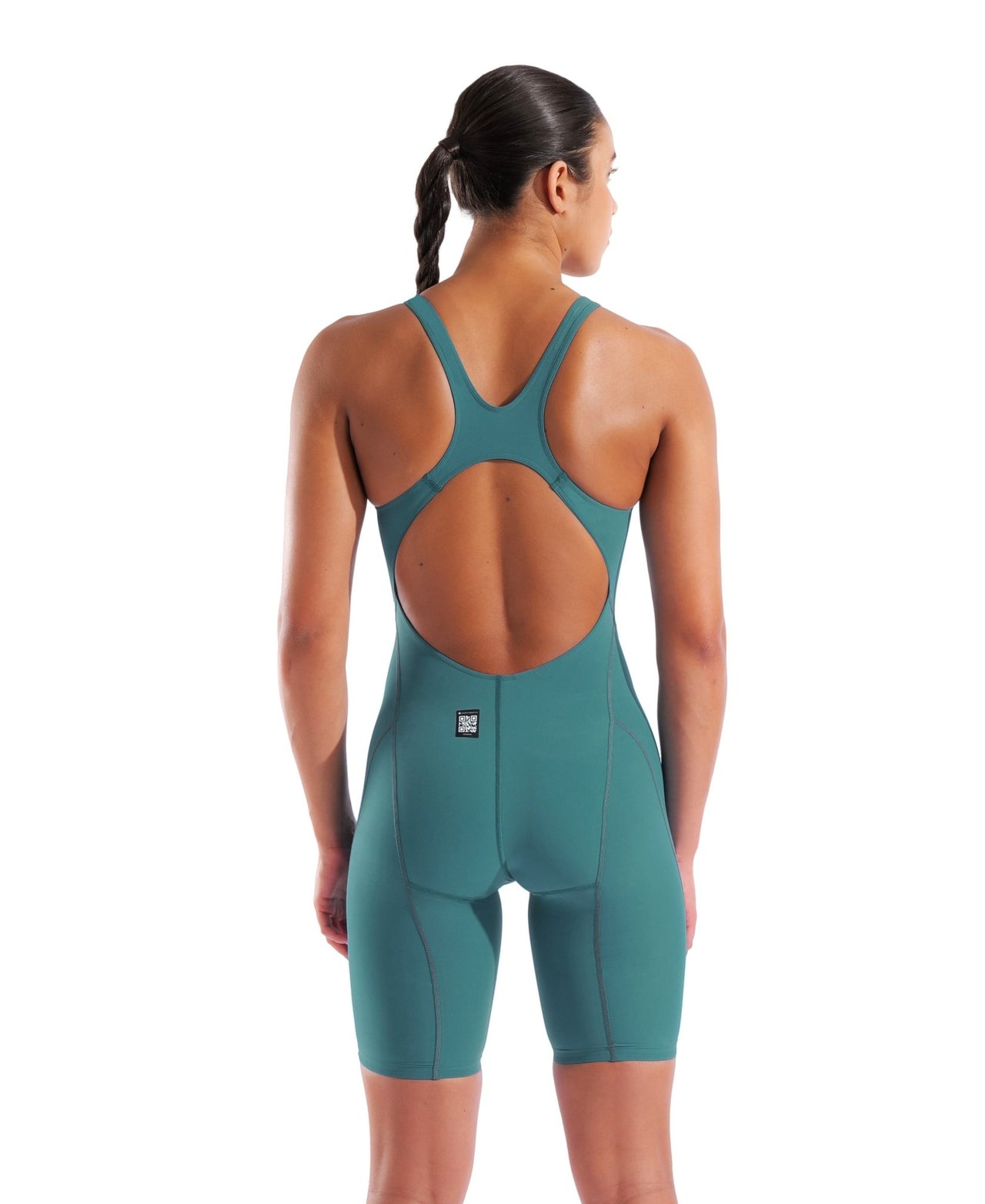 ARENA WOMENS POWERSKIN IMPULSO JADE AURA OPEN BACK KNEESUIT - Green
