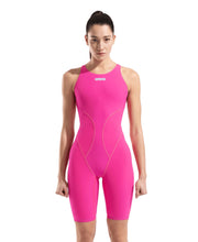 ARENA WOMENS POWERSKIN IMPULSO SHOCKING PINK & WATER OPEN BACK KNEESUIT
