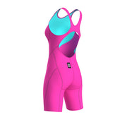 ARENA WOMENS POWERSKIN IMPULSO SHOCKING PINK & WATER OPEN BACK KNEESUIT
