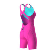 ARENA WOMENS POWERSKIN IMPULSO SHOCKING PINK & WATER OPEN BACK KNEESUIT