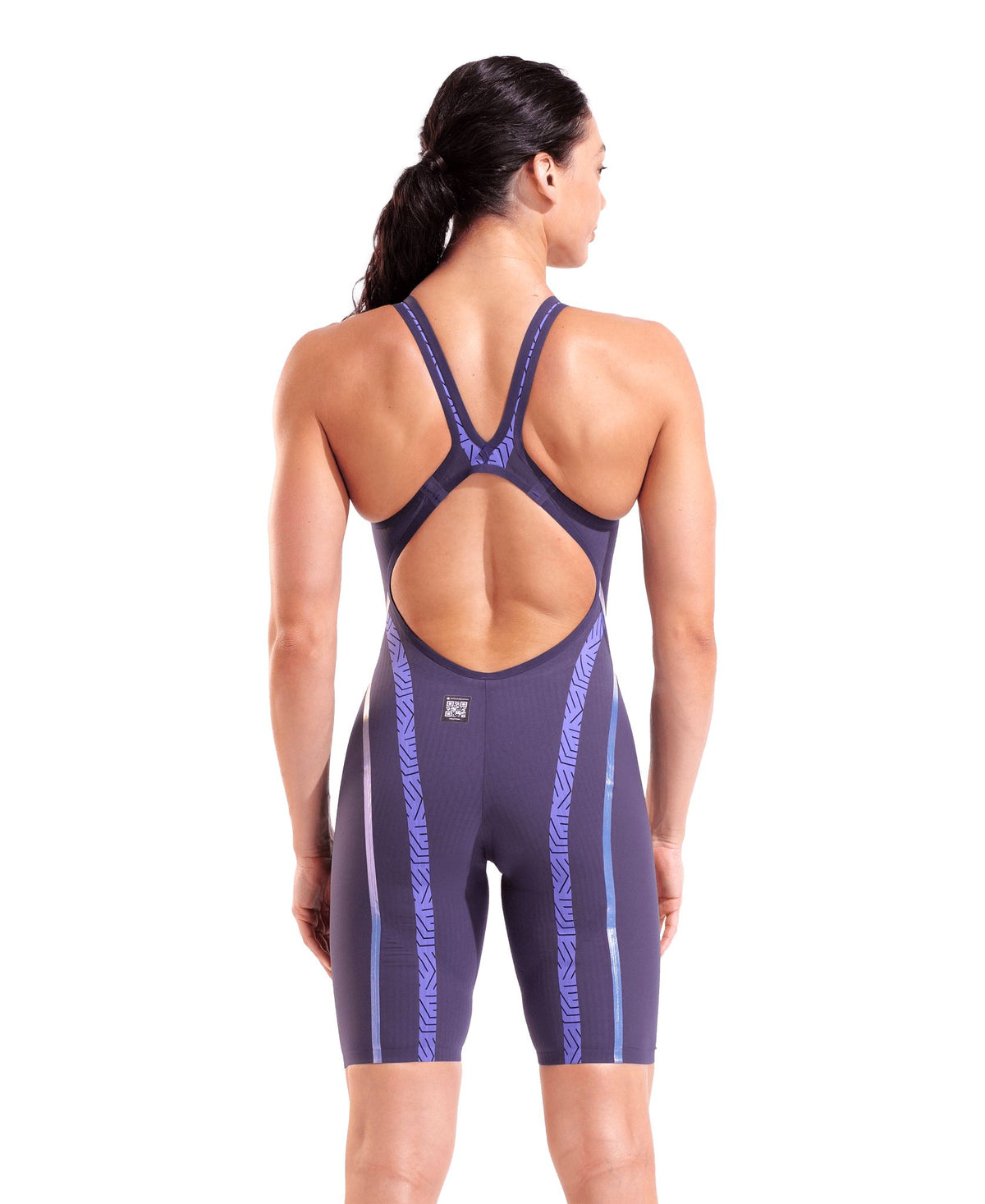 ARENA WOMENS POWERSKIN PRIMO MIDNIGHT CHROME OPEN BACK KNEESUIT