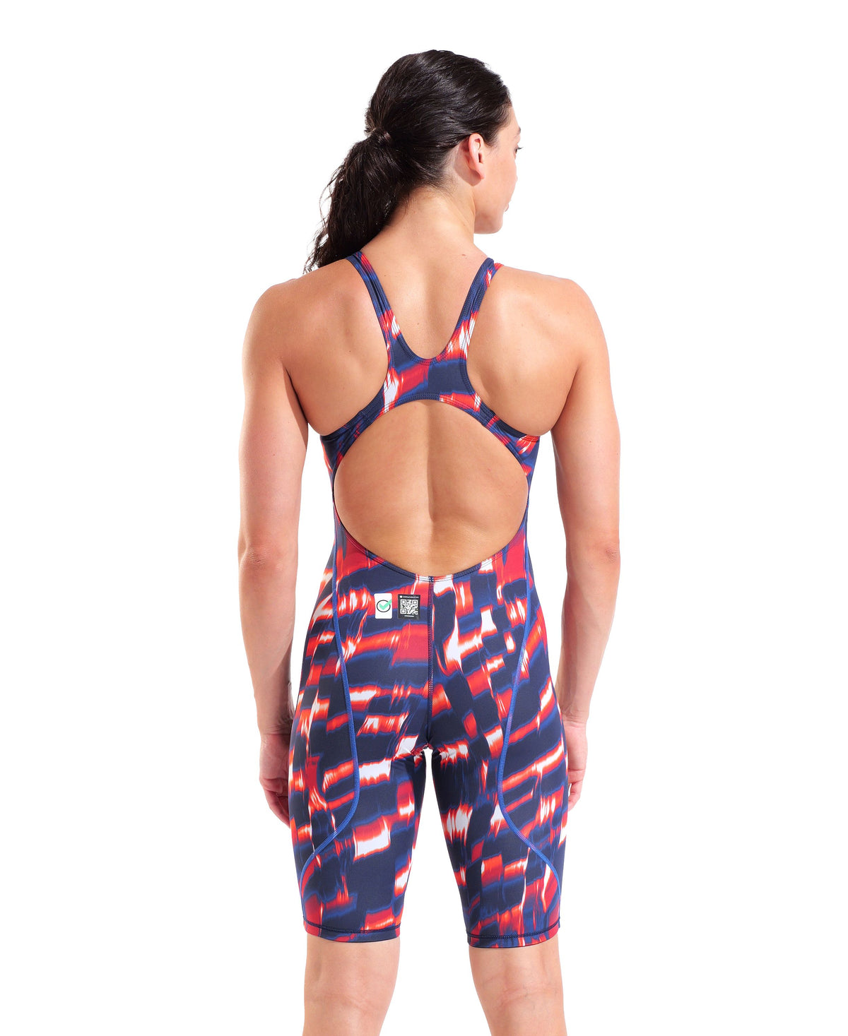 ARENA WOMENS POWERSKIN ST NEXT AQUA GLEAM OPEN BACK KNEESUIT