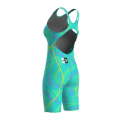 ARENA WOMENS POWERSKIN ST NEXT FIREFLOW SEAGLASS OPEN BACK KNEESUIT - Aqua