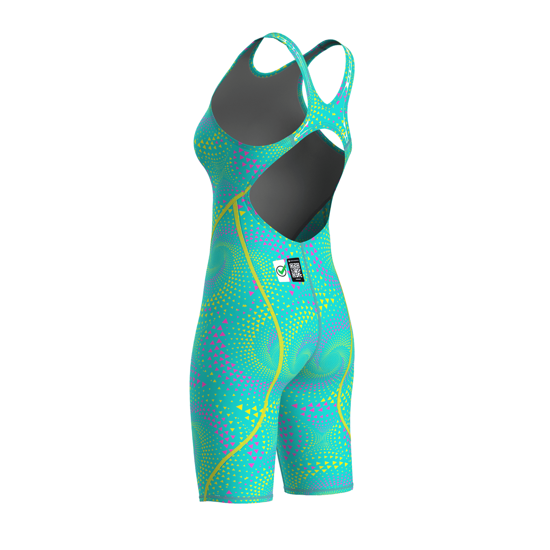 ARENA WOMENS POWERSKIN ST NEXT FIREFLOW SEAGLASS OPEN BACK KNEESUIT - Aqua