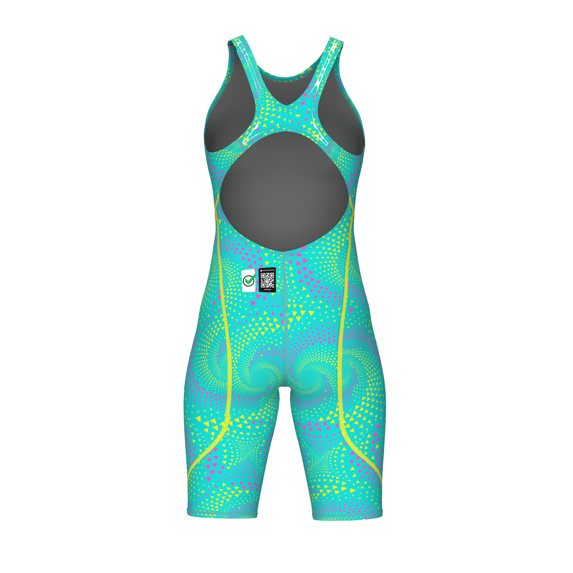 ARENA WOMENS POWERSKIN ST NEXT FIREFLOW SEAGLASS OPEN BACK KNEESUIT - Aqua