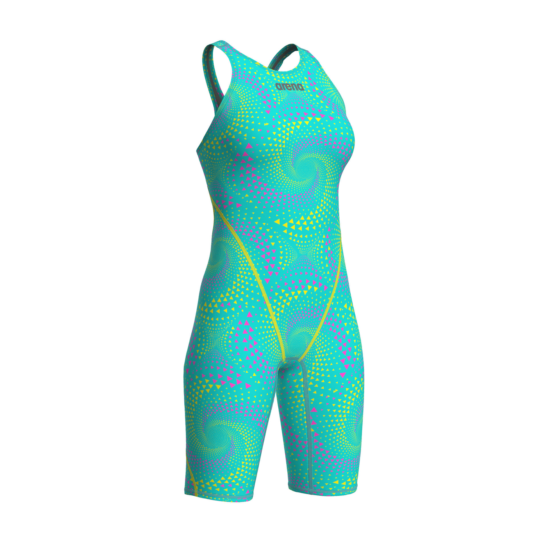 ARENA WOMENS POWERSKIN ST NEXT FIREFLOW SEAGLASS OPEN BACK KNEESUIT - Aqua