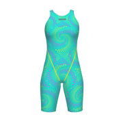 ARENA WOMENS POWERSKIN ST NEXT FIREFLOW SEAGLASS OPEN BACK KNEESUIT - Aqua
