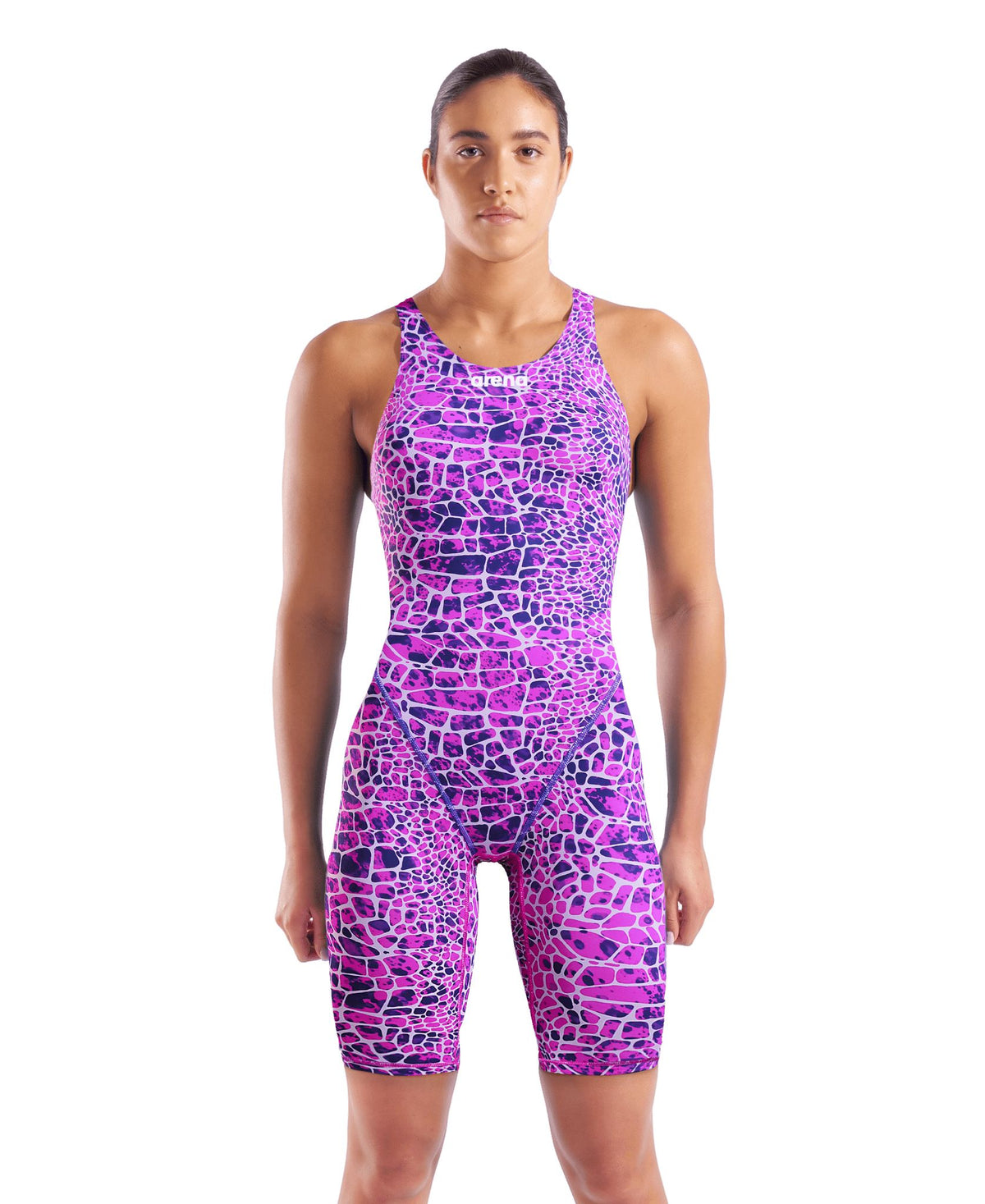 ARENA WOMENS POWERSKIN ST NEXT SNAKESKIN OPEN BACK KNEESUIT