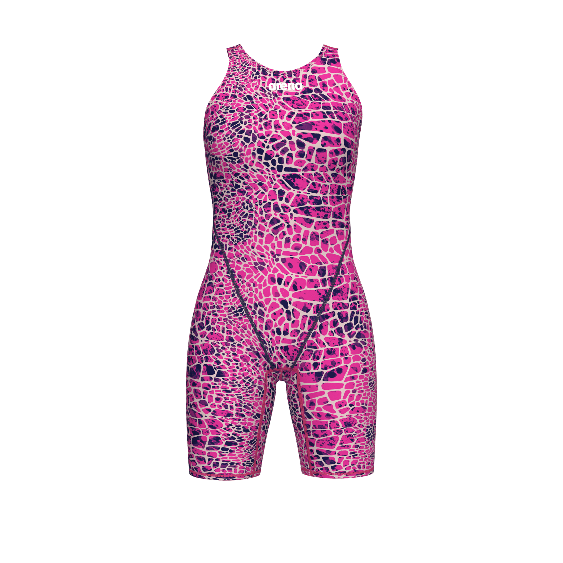 ARENA WOMENS POWERSKIN ST NEXT SNAKESKIN OPEN BACK KNEESUIT - Pink