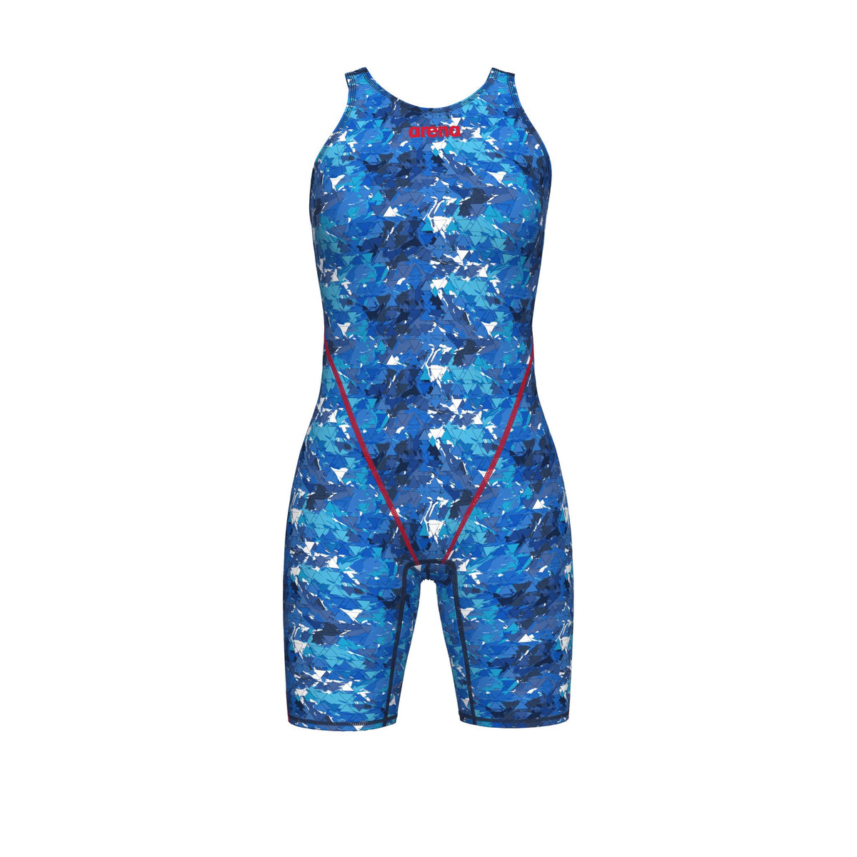ARENA WOMENS POWERSKIN ST NEXT SPLASHY MULTI OPEN BACK KNEESUIT
