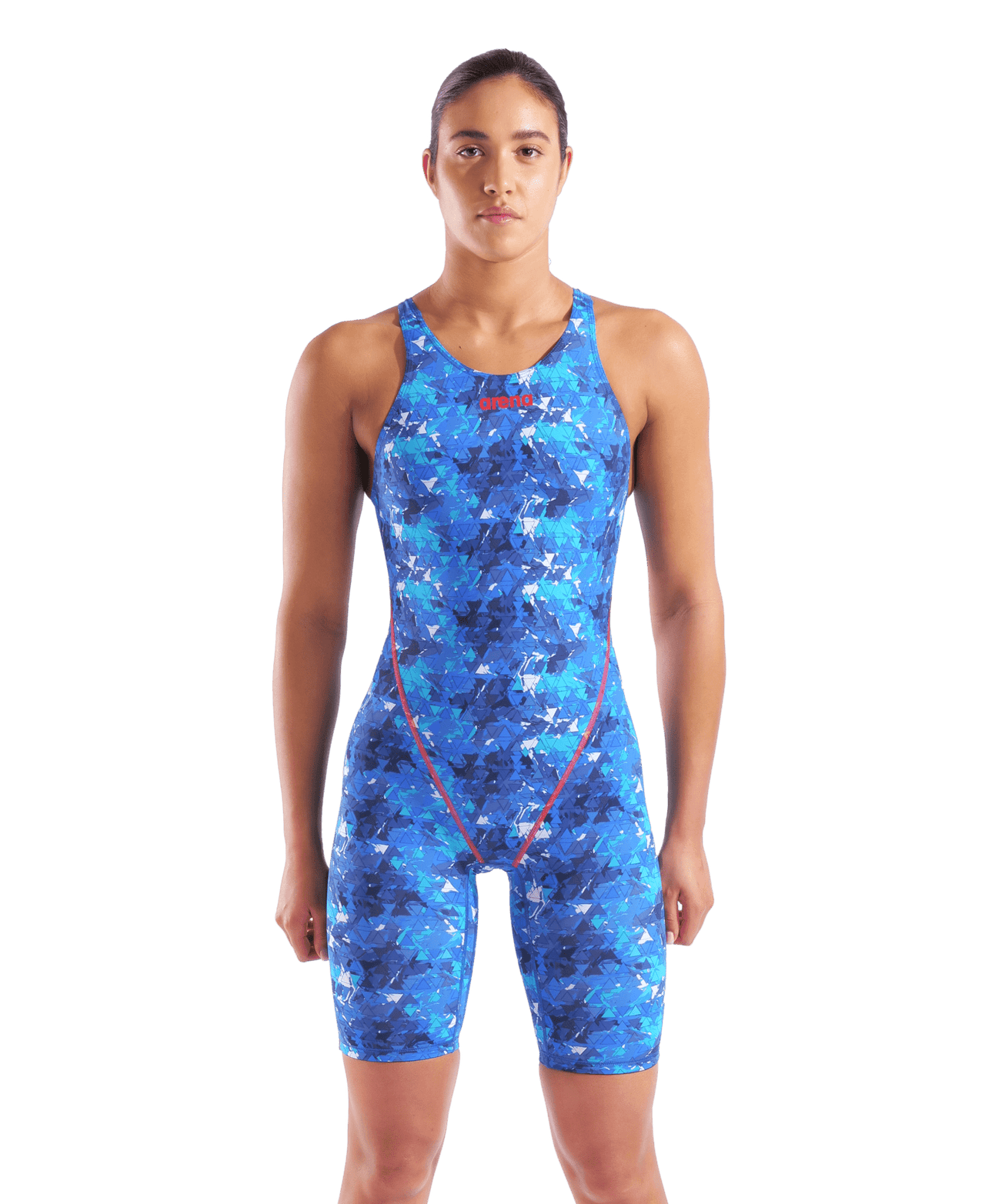ARENA WOMENS POWERSKIN ST NEXT SPLASHY MULTI OPEN BACK KNEESUIT - Multicolour