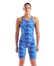 ARENA WOMENS POWERSKIN ST NEXT SPLASHY MULTI OPEN BACK KNEESUIT