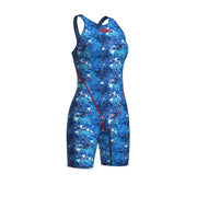 ARENA WOMENS POWERSKIN ST NEXT SPLASHY MULTI OPEN BACK KNEESUIT