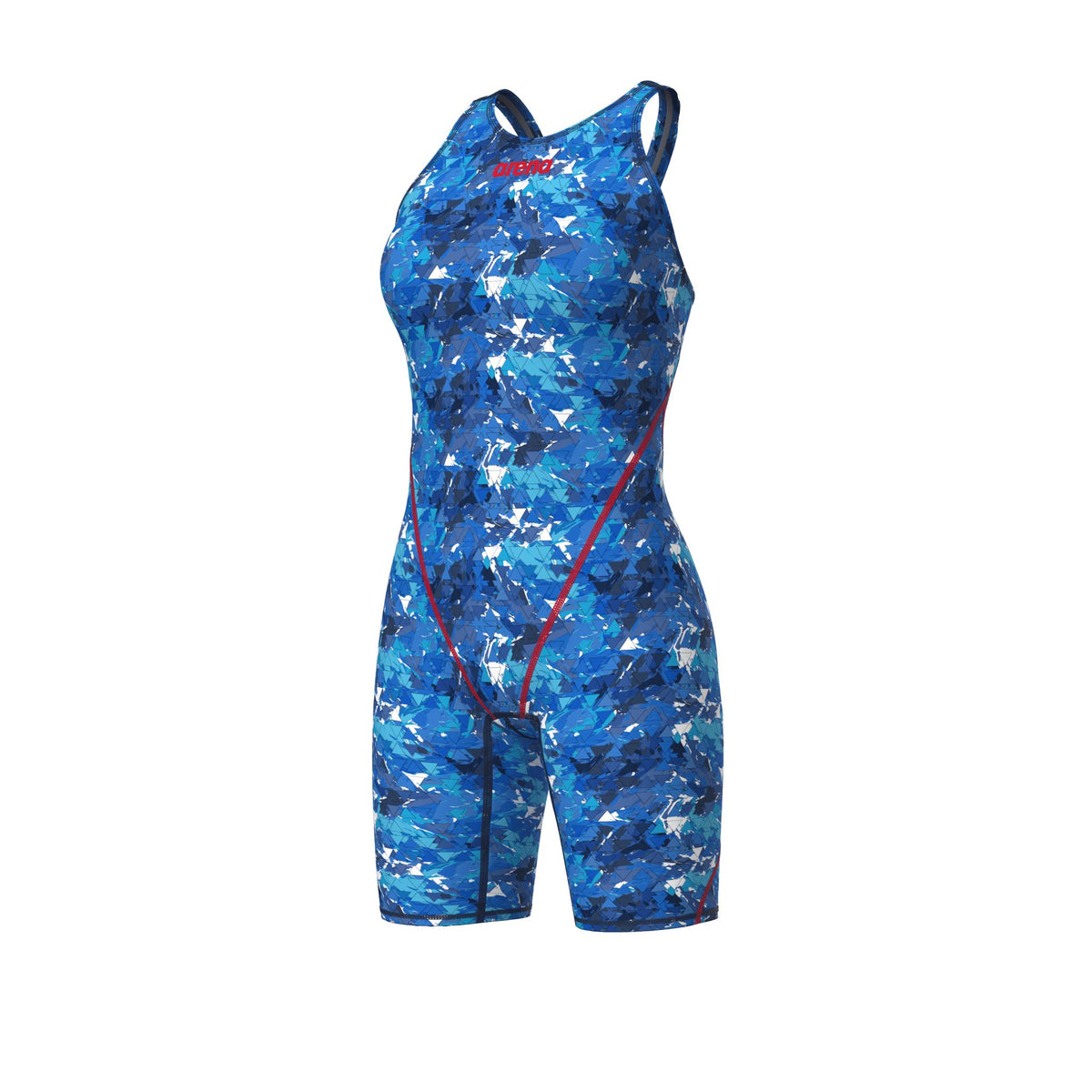 ARENA WOMENS POWERSKIN ST NEXT SPLASHY MULTI OPEN BACK KNEESUIT
