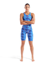 ARENA WOMENS POWERSKIN ST NEXT SPLASHY MULTI OPEN BACK KNEESUIT