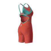 ARENA WOMENS POWERSKIN SUNSET CORAL CARBON AIR² OPEN BACK KNEESUIT - Coral