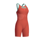 ARENA WOMENS POWERSKIN SUNSET CORAL CARBON AIR² OPEN BACK KNEESUIT - Coral