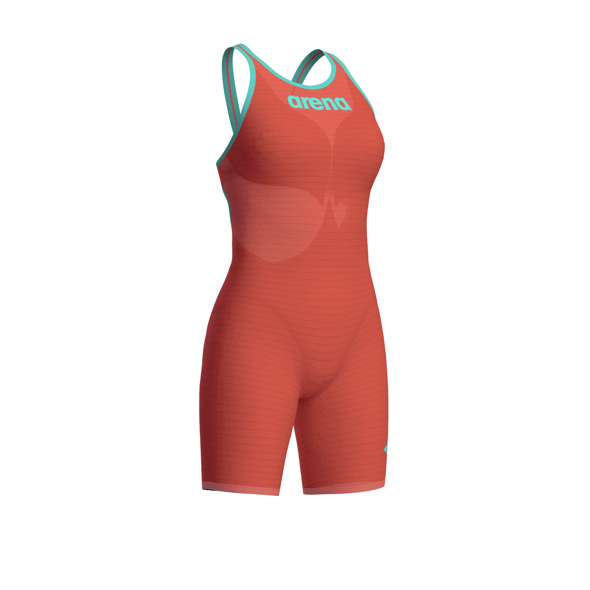 ARENA WOMENS POWERSKIN SUNSET CORAL CARBON AIR² OPEN BACK KNEESUIT - Coral