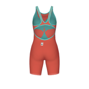 ARENA WOMENS POWERSKIN SUNSET CORAL CARBON AIR² OPEN BACK KNEESUIT - Coral