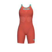 ARENA WOMENS POWERSKIN SUNSET CORAL CARBON AIR² OPEN BACK KNEESUIT - Coral