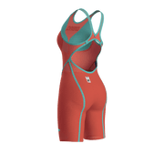 ARENA WOMENS POWERSKIN SUNSET CORAL CARBON GLIDE OPEN BACK KNEESUIT - Coral