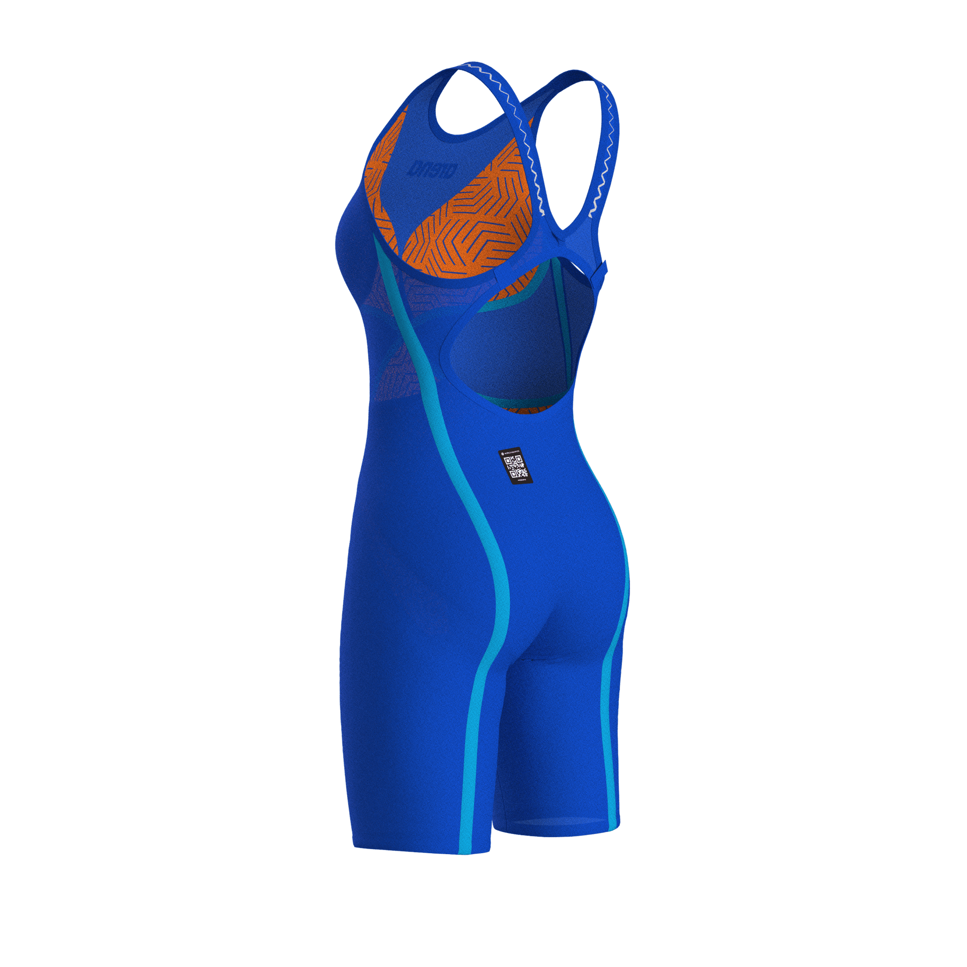 ARENA WOMENS POWERSKIN VELOCE NEON BLAZE OPEN BACK KNEESUIT - Blue