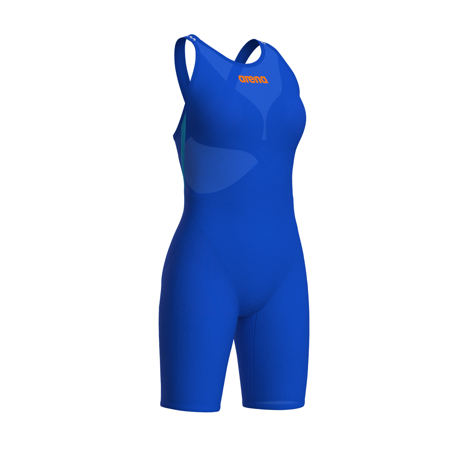 ARENA WOMENS POWERSKIN VELOCE NEON BLAZE OPEN BACK KNEESUIT - Blue