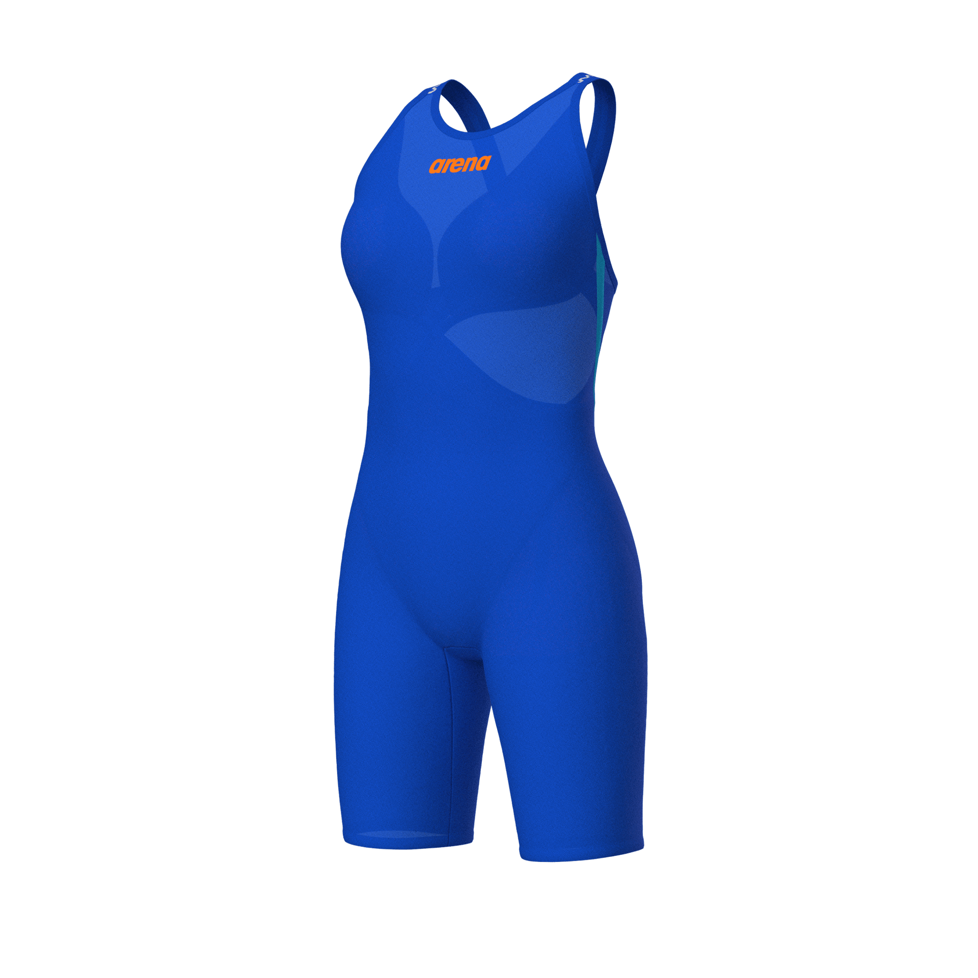 ARENA WOMENS POWERSKIN VELOCE NEON BLAZE OPEN BACK KNEESUIT - Blue