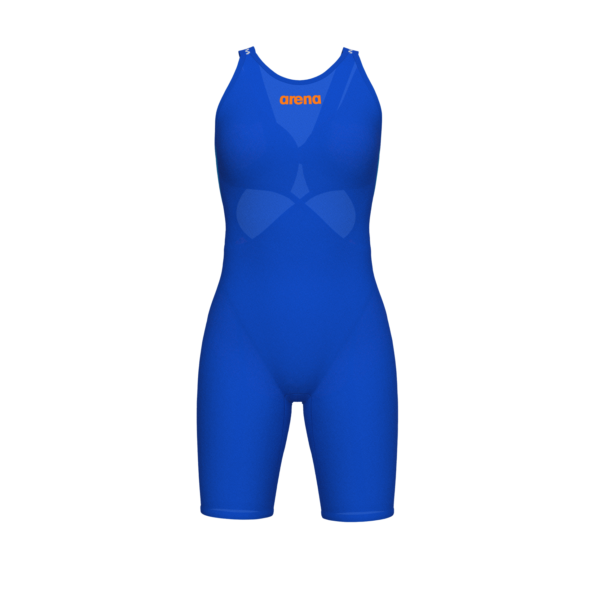 ARENA WOMENS POWERSKIN VELOCE NEON BLAZE OPEN BACK KNEESUIT - Blue