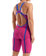 ARENA WOMENS POWERSKIN VELOCE VIOLET SURGE OPEN BACK KNEESUIT - Pink