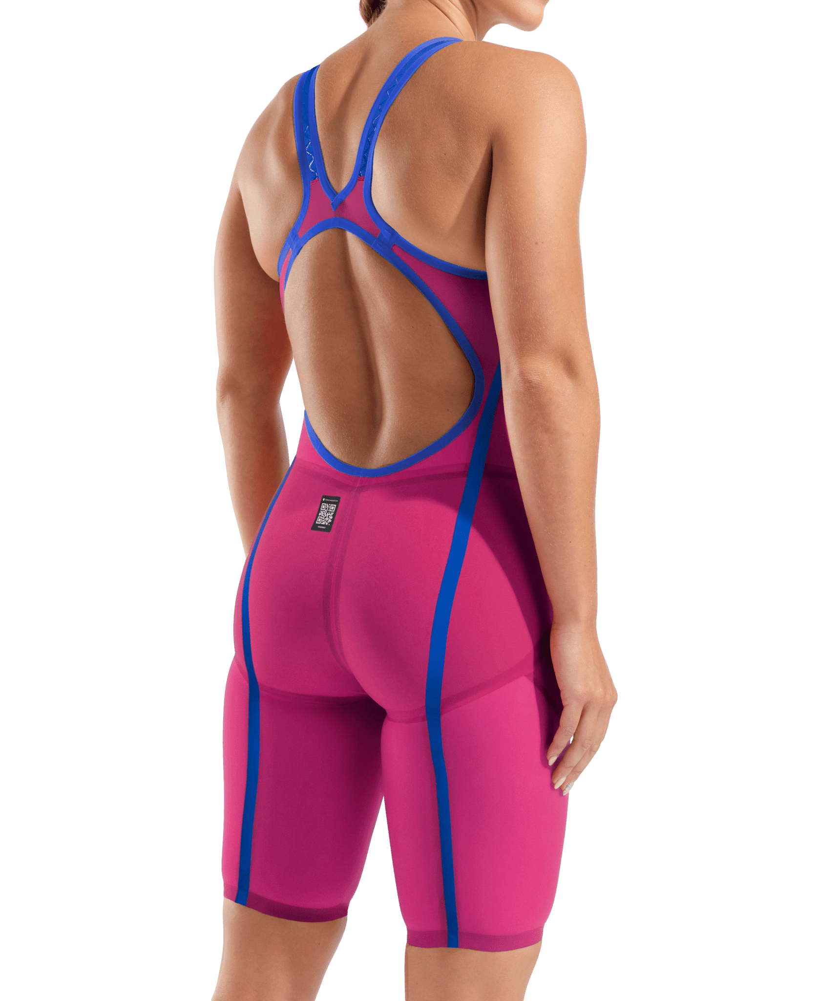 ARENA WOMENS POWERSKIN VELOCE VIOLET SURGE OPEN BACK KNEESUIT - Pink