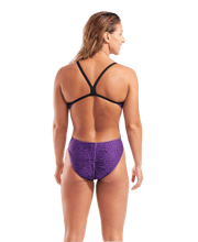 ARENA WOMENS SNAKESKIN SWIMSUIT CHALLENGE BACK - Purple