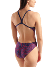 ARENA WOMENS SNAKESKIN SWIMSUIT CHALLENGE BACK - Navy