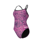 ARENA WOMENS SNAKESKIN SWIMSUIT CHALLENGE BACK - Pink