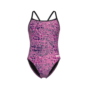 ARENA WOMENS SNAKESKIN SWIMSUIT CHALLENGE BACK - Pink