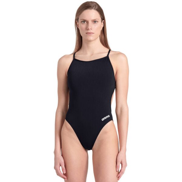 ARENA WOMENS SWIMSUIT LACE BACK SOLID - Black