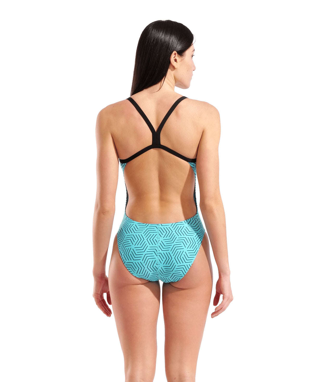 ARENA WOMENS WATER MAZE ALLOVER SWIMSUIT CHALLENGE BACK