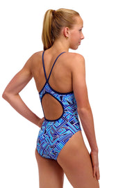 FUNKITA GIRLS BLUE BITS DIAMOND BACK ONE PIECE - Blue