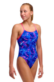 FUNKITA GIRLS RISING TIDE DIAMOND BACK ONE PIECE - Purple