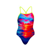 FUNKITA GIRLS SUNSET DELIGHT TIE ME TIGHT ONE PIECE - Multicolour