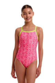 FUNKITA GIRLS SWEET STACK TIE ME TIGHT ONE PIECE - Pink