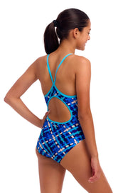 FUNKITA GIRLS UNDER OVER DIAMOND BACK ONE PIECE - Blue