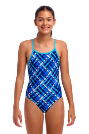 FUNKITA GIRLS UNDER OVER DIAMOND BACK ONE PIECE - Blue