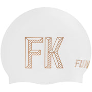 FUNKITA STENCILLED WHITE SEAMLESS SILICONE SWIMMING CAP