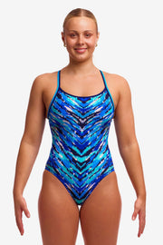 FUNKITA WOMENS FUR SEAL DIAMOND BACK ONE PIECE - Blue