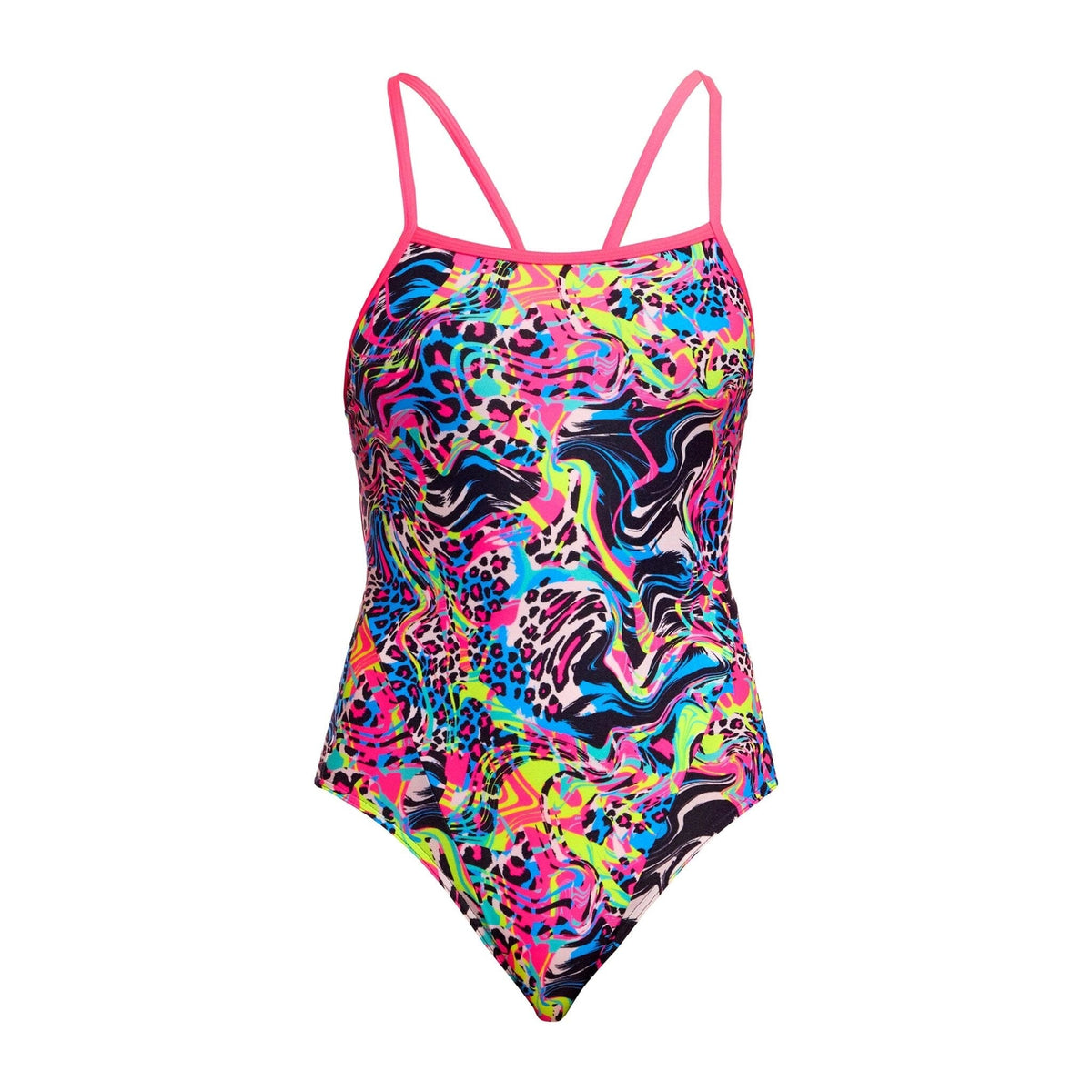 FUNKITA WOMENS LOLLY LEOPARD SINGLE STRAP ONE PIECE