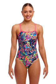FUNKITA WOMENS LOLLY LEOPARD SINGLE STRAP ONE PIECE