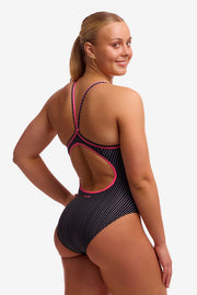 FUNKITA WOMENS PIN STRIPE DIAMOND SECURE ONE PIECE - Black